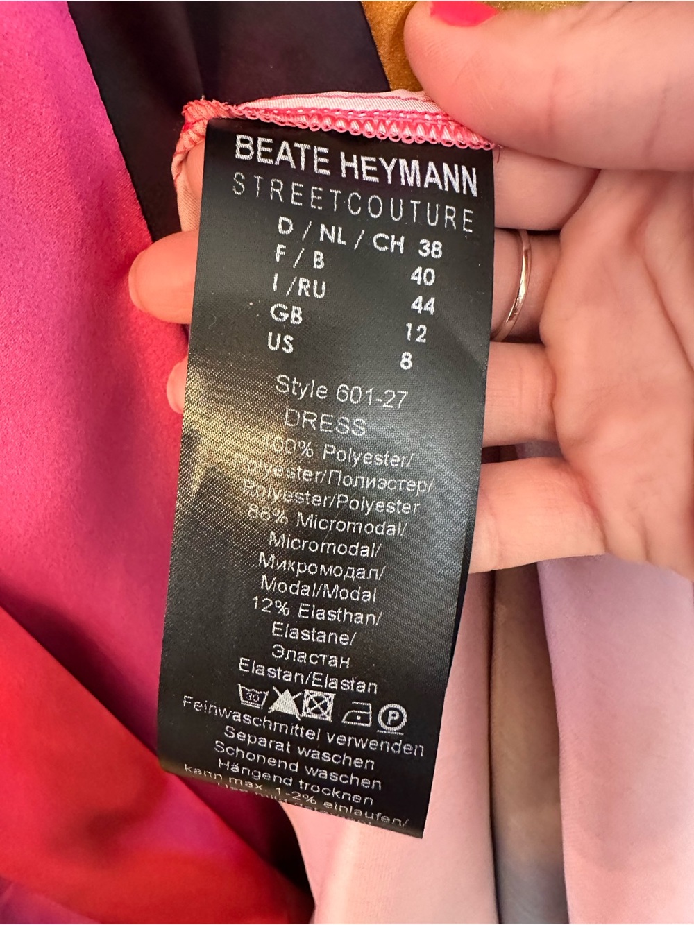 NWT Beate Heymann Magenta watercolor Dress 8 - Picture 9 of 9